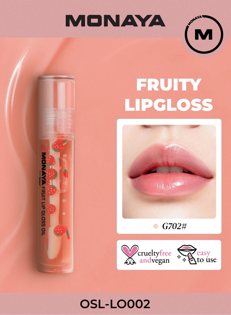 Monaya LO002 Fruit Lip Gloss, Natural Glossy Finish, Nourishing Lip Oil for Soft & Shiny Lips, Hydrating, Non-Sticky, Long-Lasting Moisture, Fruity Scent Lip Care - Image 1